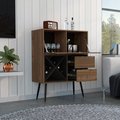 Tuhome Prunus Bar Cabinet, One Cabinet, Two Drawers, Mahogany/Black BGW7119